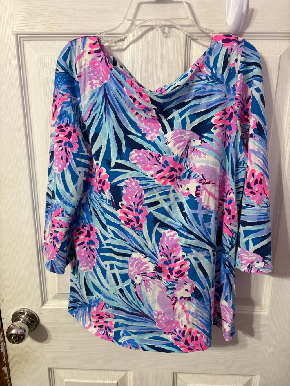 Lilly Pulitzer Blue & Pink Tropical Scoop Neck Tunic
